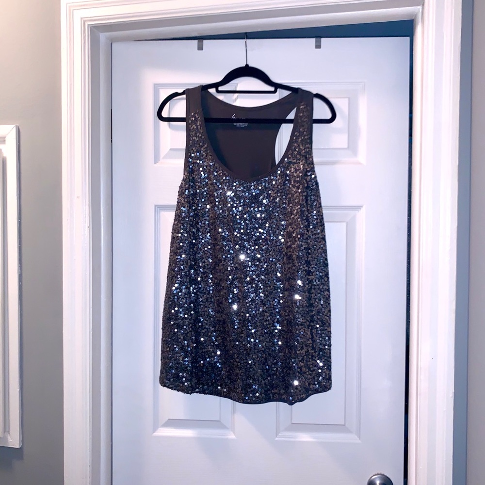 Lane Bryant Gray Sequin Tank Top Plus Size 22/24 Glam Party NYE